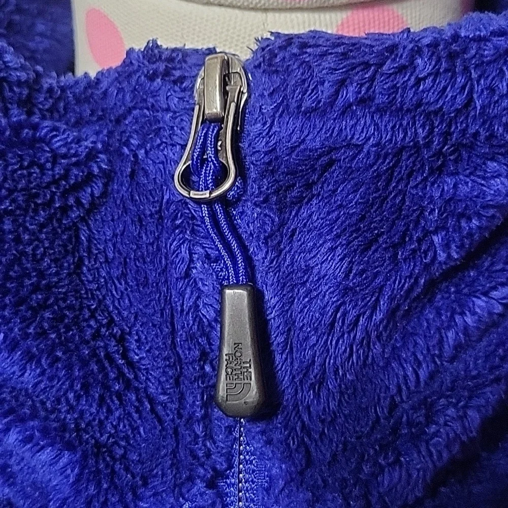 Y2K The Northface Teddy Bear 'Osito' Zip Up Jacket Coat Dark Royal Blue SZ:M